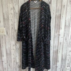 Lularoe long duster multicolor arrow design size medium
